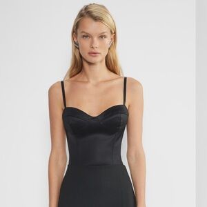 NWT Aritzia Ten Black Satin zip up Corset size 2